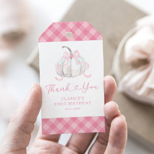 Danke zum Geburtstag des rosa gepflegten Kürbis Geschenkanhänger