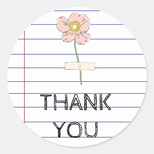 Danke zurück zur Wildblume des Lehrers Runder Aufkleber (Vorderseite)