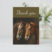 Danke, zwei Pferde Farm Dankeskarte (Stehend Vorderseite)