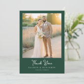 Dankelgrünes Foto Dankeskarte (Stehend Vorderseite)