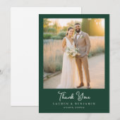 Dankelgrünes Foto Dankeskarte (Vorne/Hinten)