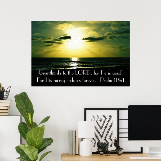 Danken an den Lord Bible verse Psalm 118:1 Poster (Heimbüro)