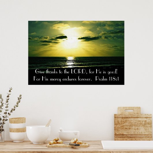 Danken an den Lord Bible verse Psalm 118:1 Poster (Küche)