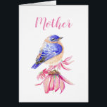 Danken an die Lord Mother Birthday Bluebird Art<br><div class="desc">Dank an die Lord Mother Birthday Bluebird Art. Watercolor Eastern Bluebird schönen Garten Vogel Rosa Blueblower oder Echinacea</div>