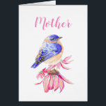 Danken an die Lord Mother Birthday Bluebird Art<br><div class="desc">Dank an die Lord Mother Birthday Bluebird Art. Watercolor Eastern Bluebird schönen Garten Vogel Rosa Blueblower oder Echinacea</div>