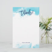 DANKEN ANMERKUNG moderne handbuchstabierte blaue A Briefpapier (Stehend Vorderseite)