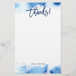 DANKEN ANMERKUNG moderne handbuchstabierte blaue A Briefpapier