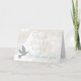 Danken blaue Fotohochzeit des Taubenaqua Ihnen zu Dankeskarte