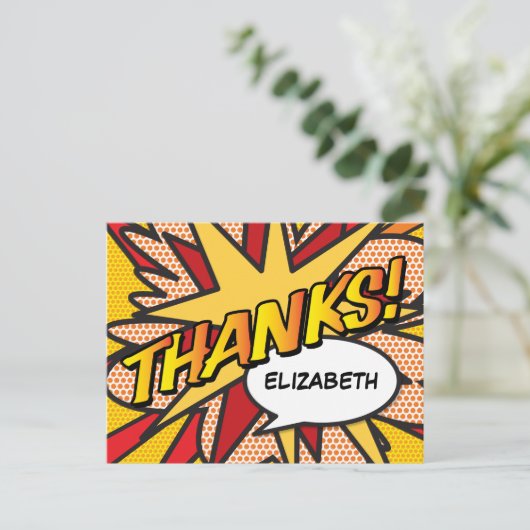 DANKEN DANK Ihrer Nachricht Sprechblase Spaß Retro Postkarte (Stehend Vorderseite)