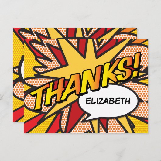 DANKEN DANK Ihrer Nachricht Sprechblase Spaß Retro Postkarte (Vorne/Hinten)