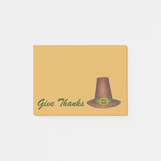 Danken Erntedank Pilgrim Puritan Hat Geschenk Post-it Klebezettel (Vorderseite)