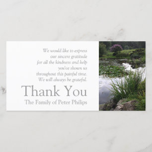 Danken friedliches Teich-Beileid des Garten-2 Dankeskarte