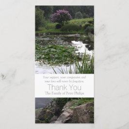 Danken friedliches Teich-Beileid des Garten-2 Dankeskarte