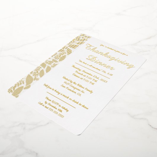 Danken Herbst Blätter Foil Einladung (Gedreht)