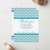 DANKEN SIE, dass süß Zickzack Aqua grau Mitteilungskarte (Vorderseite/Rückseite Beispiel)