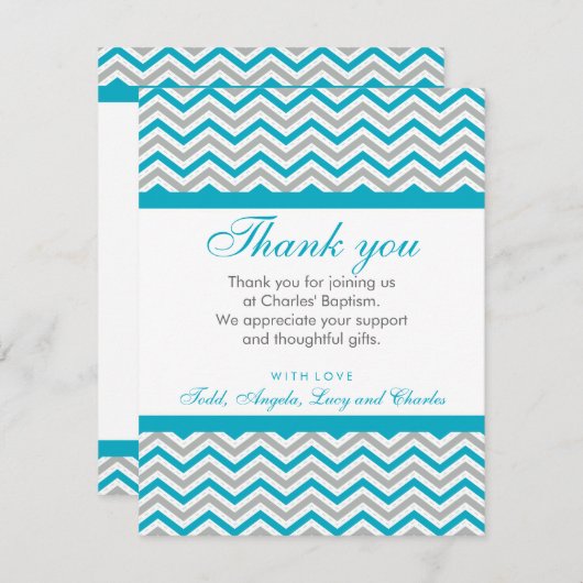 DANKEN SIE, dass süß Zickzack Aqua grau Mitteilungskarte (Vorne/Hinten)