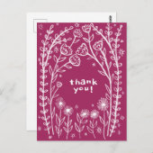 DANKEN SIE floralen Whimsical Sketch Doodle Postkarte (Vorne/Hinten)