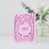 DANKEN SIE floralen Whimsical Sketch Doodle Postkarte (Stehend Vorderseite)