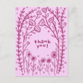 DANKEN SIE floralen Whimsical Sketch Doodle Postkarte (Vorderseite)