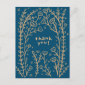 DANKEN SIE floralen Whimsical Sketch Doodle Postkarte (Vorderseite)