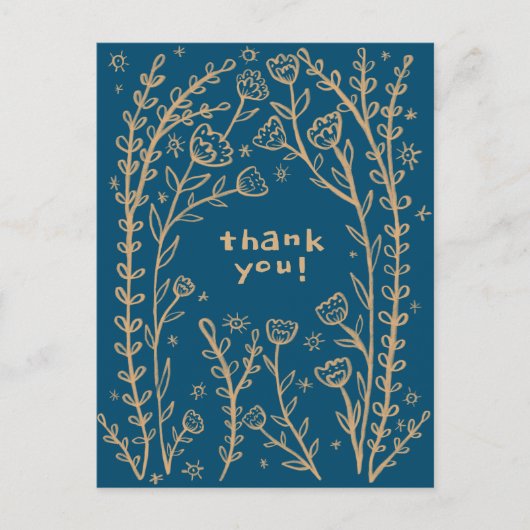 DANKEN SIE floralen Whimsical Sketch Doodle Postkarte (Vorderseite)