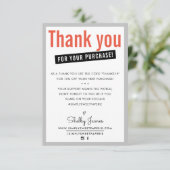 DANKEN SIE FÜR IHREN KAUF Kunden einfügen orange Dankeskarte (Stehend Vorderseite)