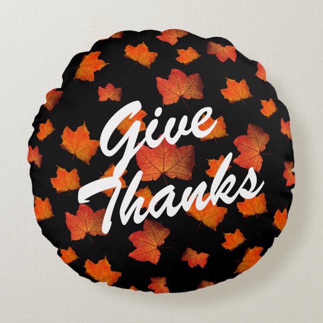 DANKEN SIE HERBSTLAUBEN ELEGANT AUTUMNLEAF RUNDES KISSEN (Vorderseite)