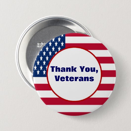 Danken Sie Veteranen-Knopf Button (Vorne & Hinten)