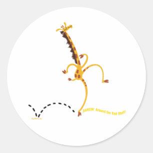DANKEN UM SCHLECHTES "STUFF" GIRAFFE VON Jeff Will Runder Aufkleber