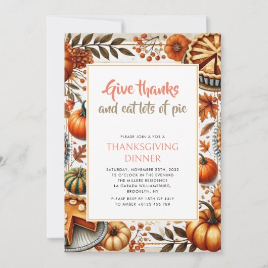 Danken und Erntedank essen Einladung (Vorderseite)