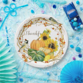 Dankend Sonnenblume Wasserfarbe Herbst Pumpkin Pappteller (Party)