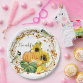 Dankend Sonnenblume Wasserfarbe Herbst Pumpkin Pappteller (Party)