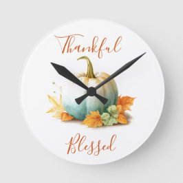 Dankend und gesegnet Erntedank Pumpkin Wall Clock Runde Wanduhr
