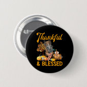 Dankend und gesegnet Pumpkin Horse Fall Thanksgivi Button (Vorne & Hinten)