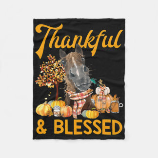 Dankend und gesegnet Pumpkin Horse Fall Thanksgivi Fleecedecke