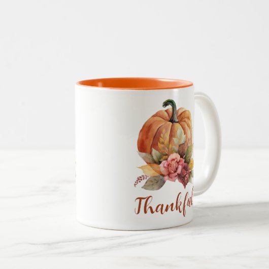 Dankenswerter blumenkürbis Herbst Herbst Erntedank Zweifarbige Tasse (VorderseiteRechts)