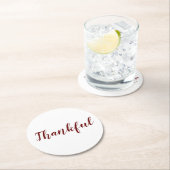 Dankenswerter burgundy-Maroon-White-Script-Ernteda Runder Pappuntersetzer (Vor Ort)