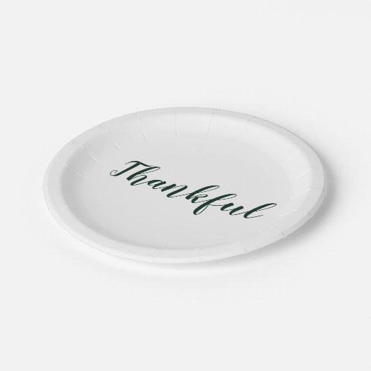 Dankenswerter, dunkelgrüner, niedlicher Erntedank Pappteller (Schrägansicht)