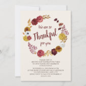 Dankenswerter Erntedank Burgundy Gold Floral Einladung (Vorderseite)