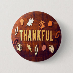 Dankenswerter Erntedank Herbstlaub Pumpkin Button