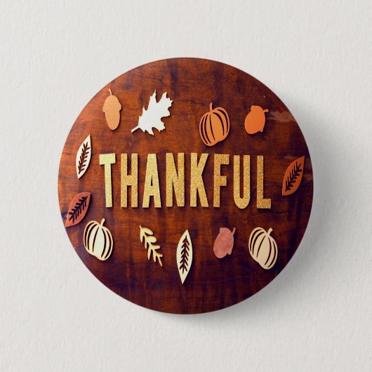 Dankenswerter Erntedank Herbstlaub Pumpkin Button (Vorderseite)
