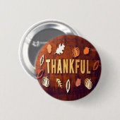 Dankenswerter Erntedank Herbstlaub Pumpkin Button (Vorne & Hinten)