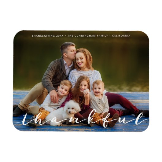 Dankenswerter Erntedank Simple Script Family Foto Magnet (Horizontal)