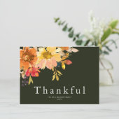 Dankenswerter Fall florales Glück Thanksgiving Karte (Stehend Vorderseite)