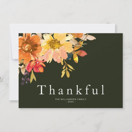 Dankenswerter Fall florales Glück Thanksgiving Karte (Vorderseite)