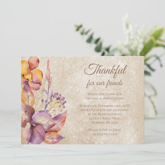 Dankenswerter Fall Foliage Erntedank Einladung (Stehend Vorderseite)