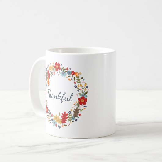 Dankenswerter Fall Wreath Mug Thanksgiving-Geschen Kaffeetasse (Vorderseite Links)