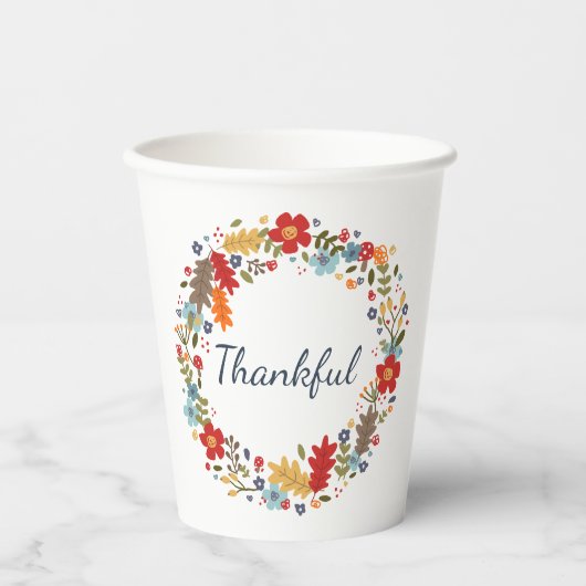 Dankenswerter Fall Wreath Mug Thanksgiving-Geschen Pappbecher (Vorderseite)