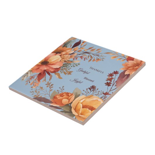 Dankenswerter, gesegneter, floraler Erntedank Fliese (Seite)