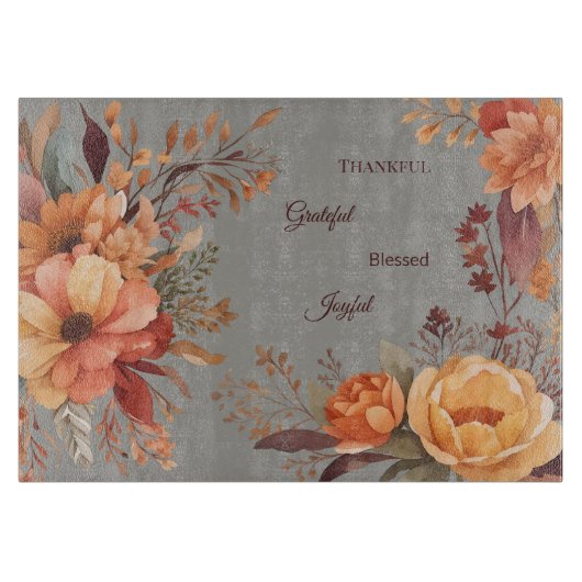 Dankenswerter, gesegneter, floraler Erntedank Schneidebrett (Vorderseite)